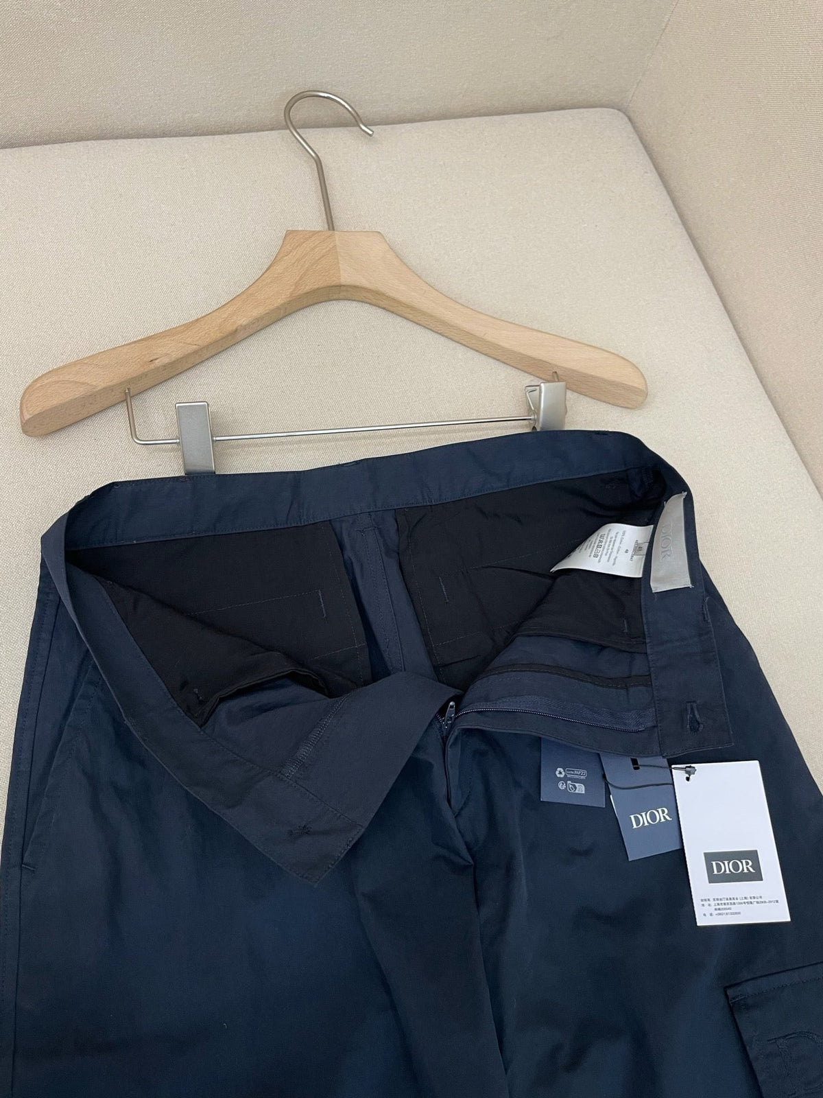 Navy Cotton Plain Cargo - Men's