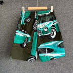 Green Nylon Car Print Swim - Men's