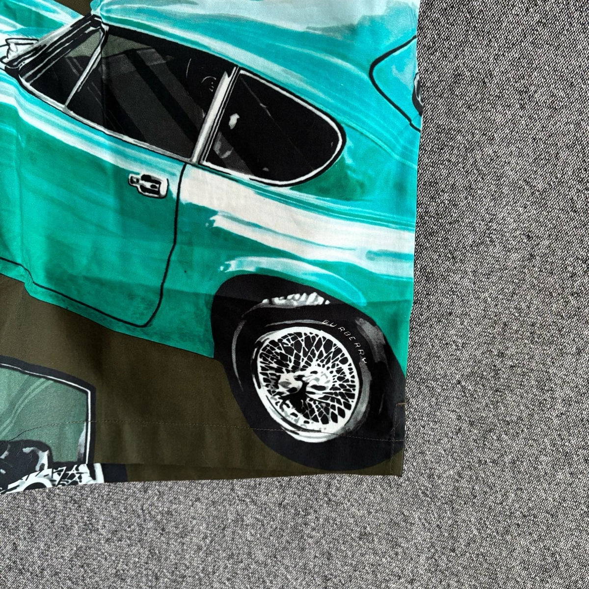 Green Nylon Car Print Swim - Men's