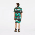 Green Nylon Car Print Swim - Men's