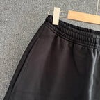 Black Cotton Embroidered Drawstring - Men's