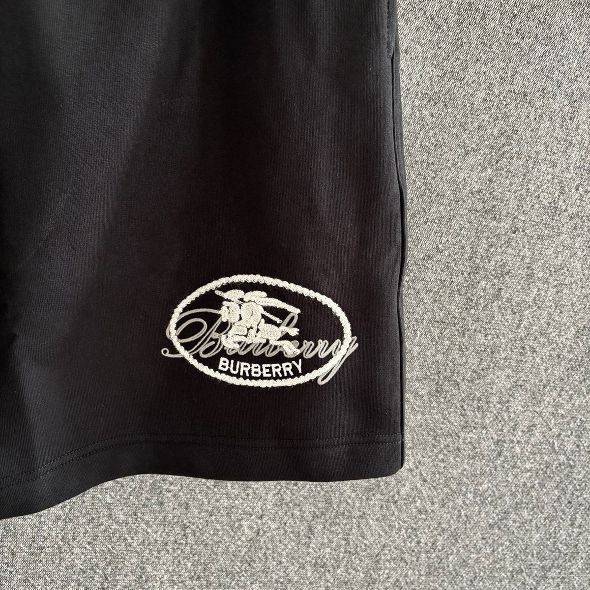 Black Cotton Embroidered Drawstring - Men's