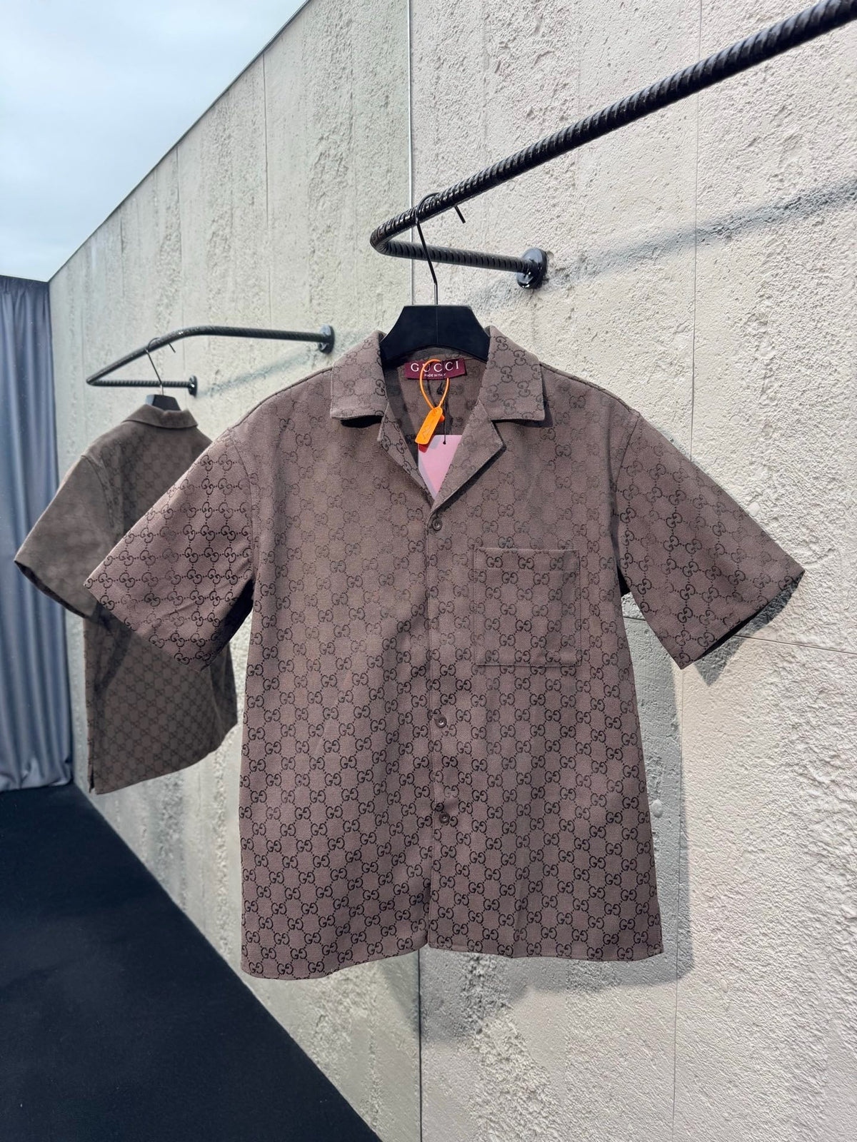 Brown Silk Monogram Short-Sleeve - Men's