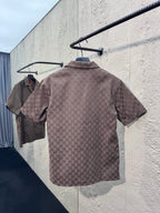 Brown Silk Monogram Short-Sleeve - Men's