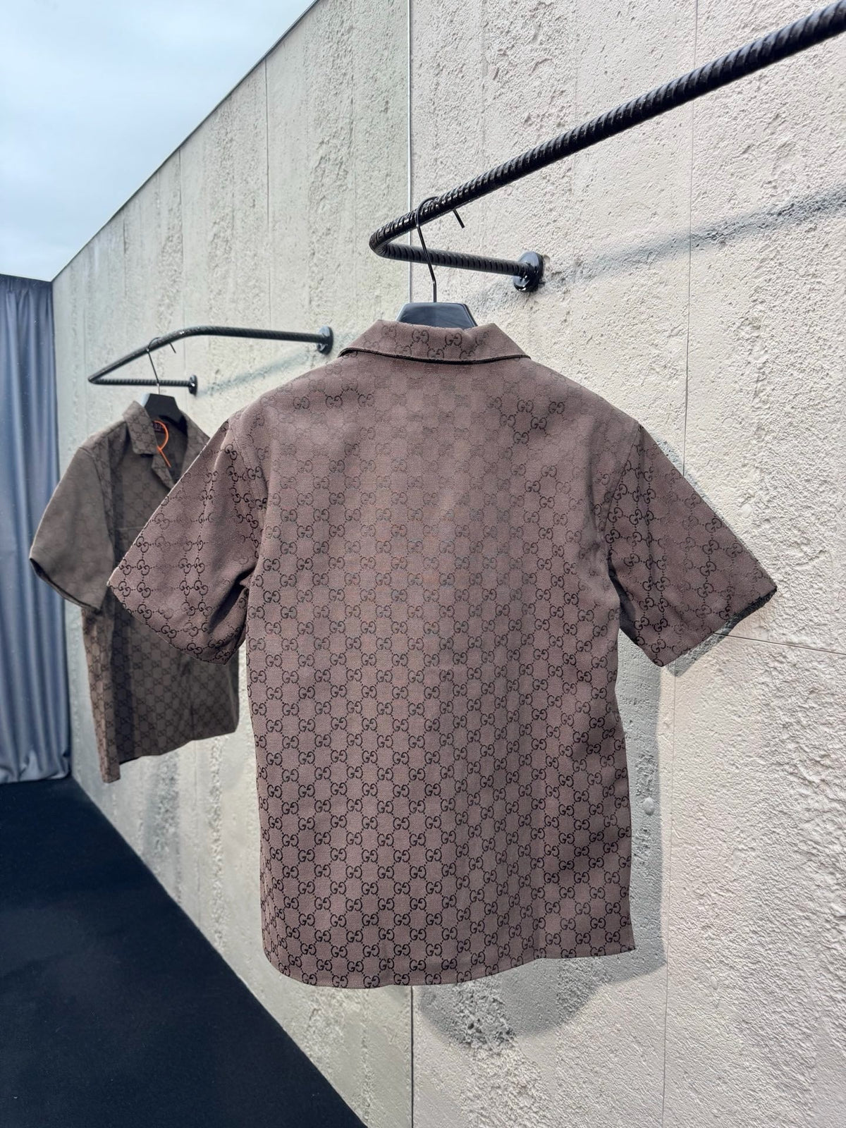 Brown Silk Monogram Short-Sleeve - Men's