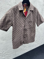 Brown Silk Monogram Short-Sleeve - Men's