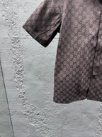 Brown Silk Monogram Short-Sleeve - Men's