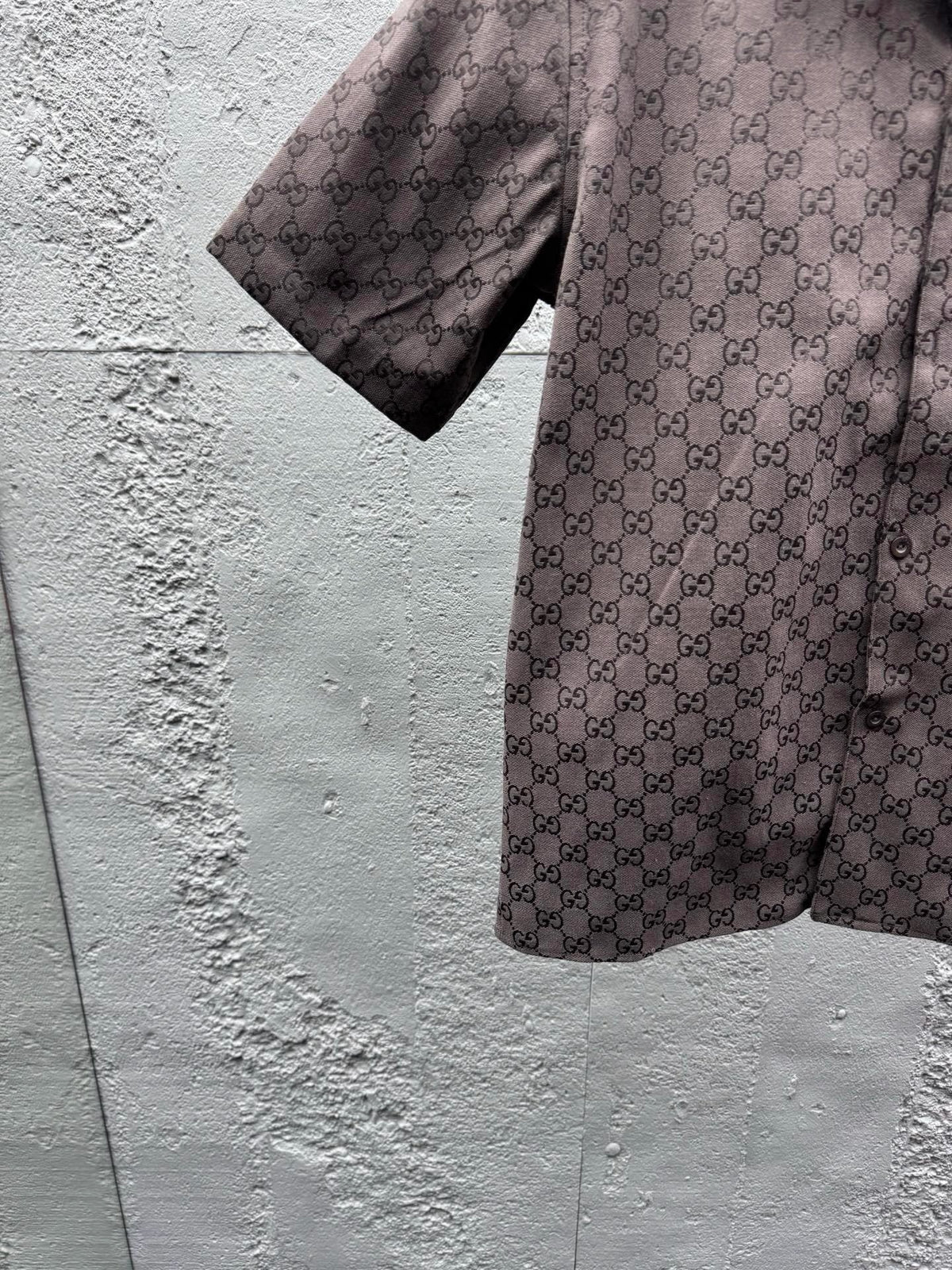 Brown Silk Monogram Short-Sleeve - Men's