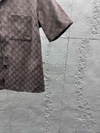 Brown Silk Monogram Short-Sleeve - Men's