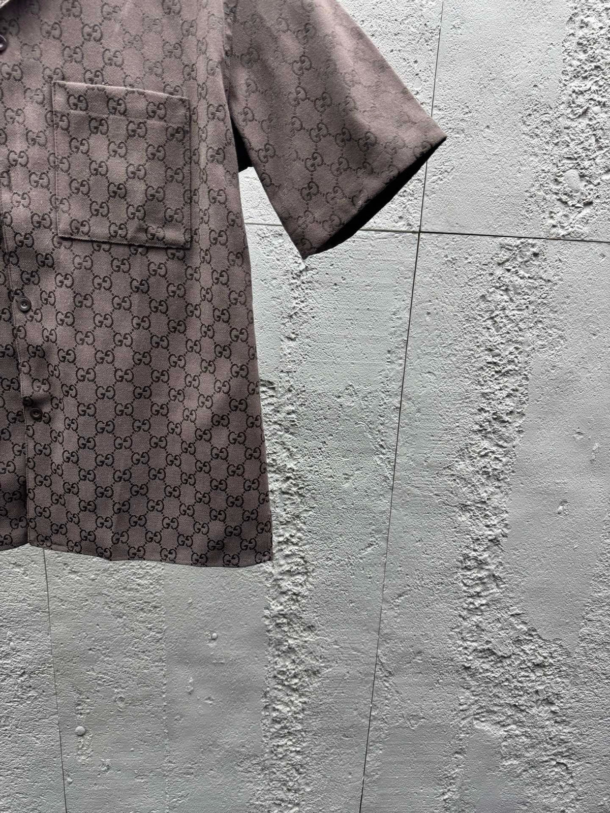 Brown Silk Monogram Short-Sleeve - Men's