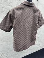 Brown Silk Monogram Short-Sleeve - Men's
