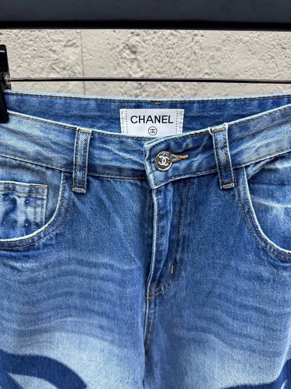 Blue Denim Logo Print Wide-Leg - Women's