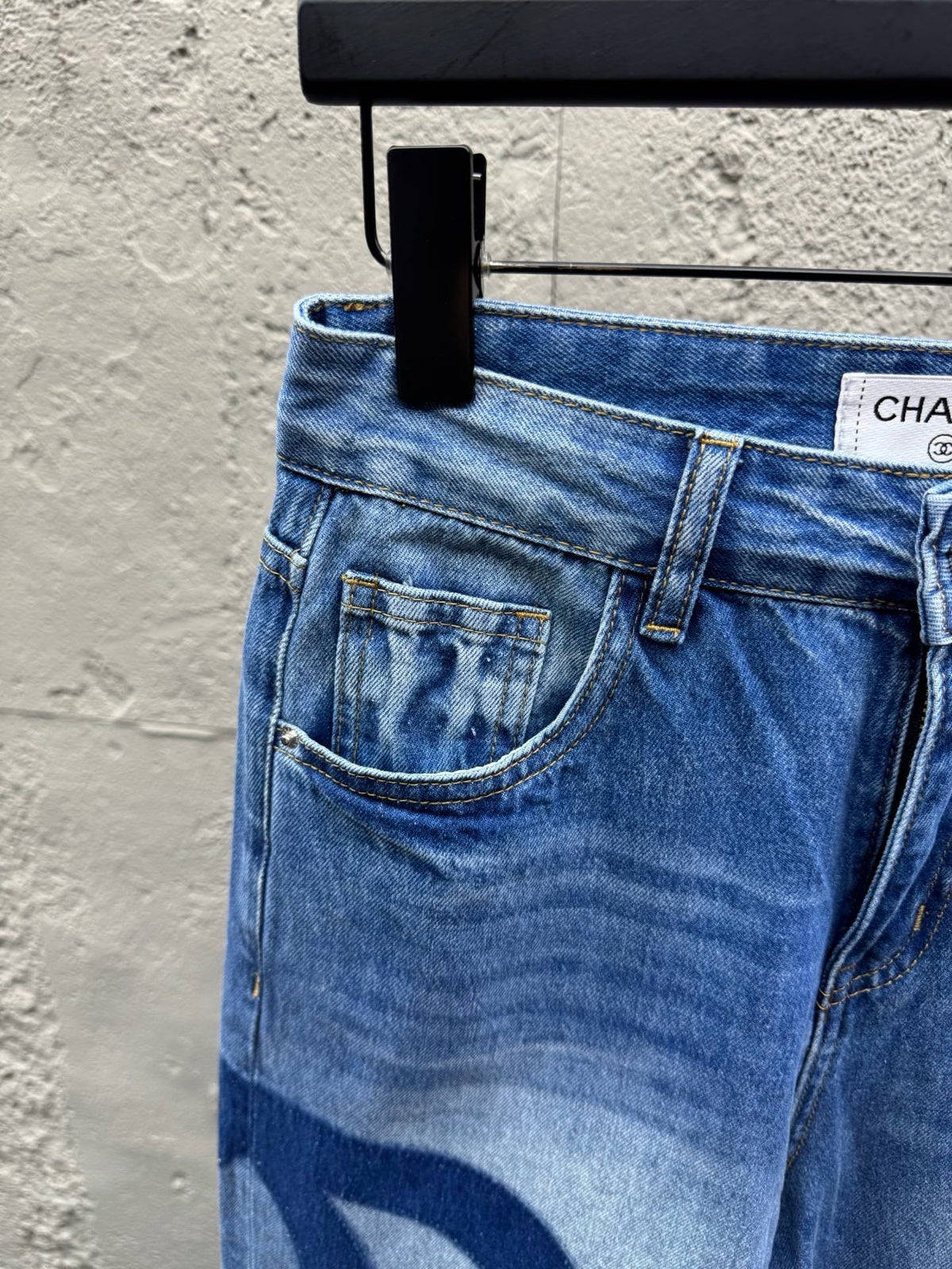 Blue Denim Logo Print Wide-Leg - Women's