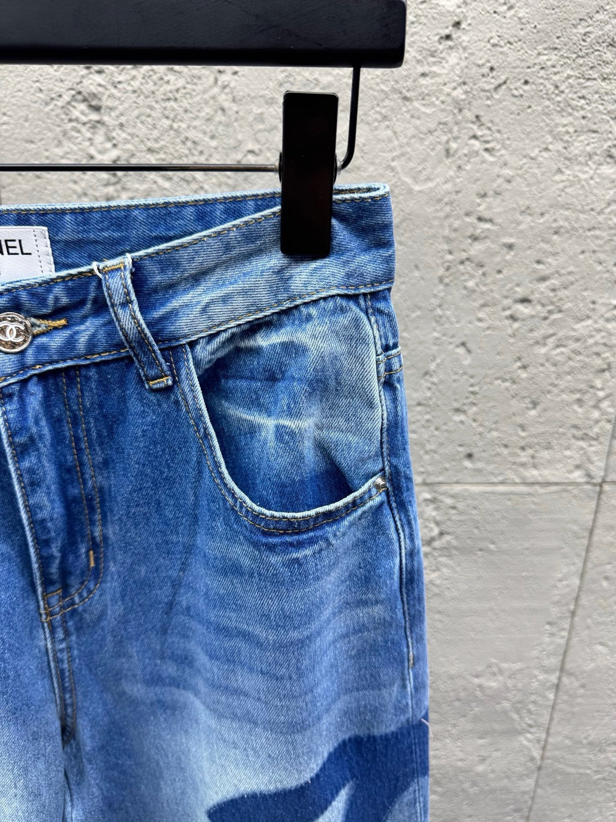 Blue Denim Logo Print Wide-Leg - Women's