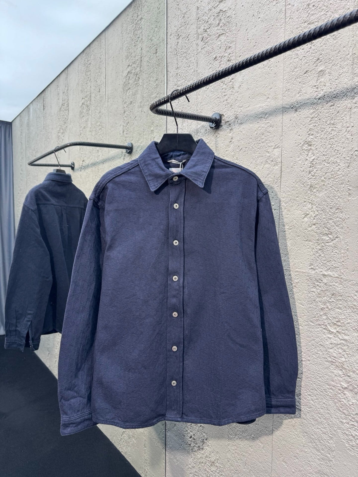 Navy Cotton Twin Pocket Long-Sleeve - Men's