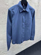 Blue Cotton Pocket Long-Sleeve - Men's