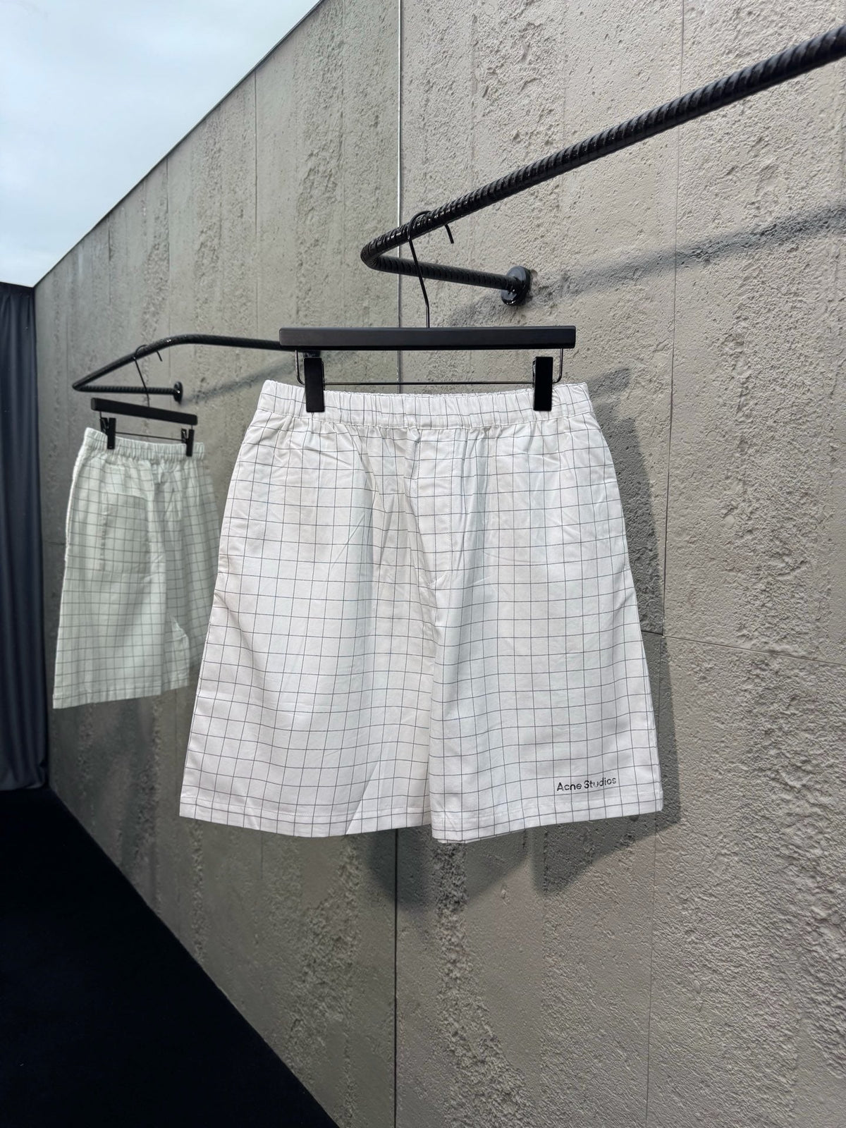 White Cotton Check Drawstring - Men's