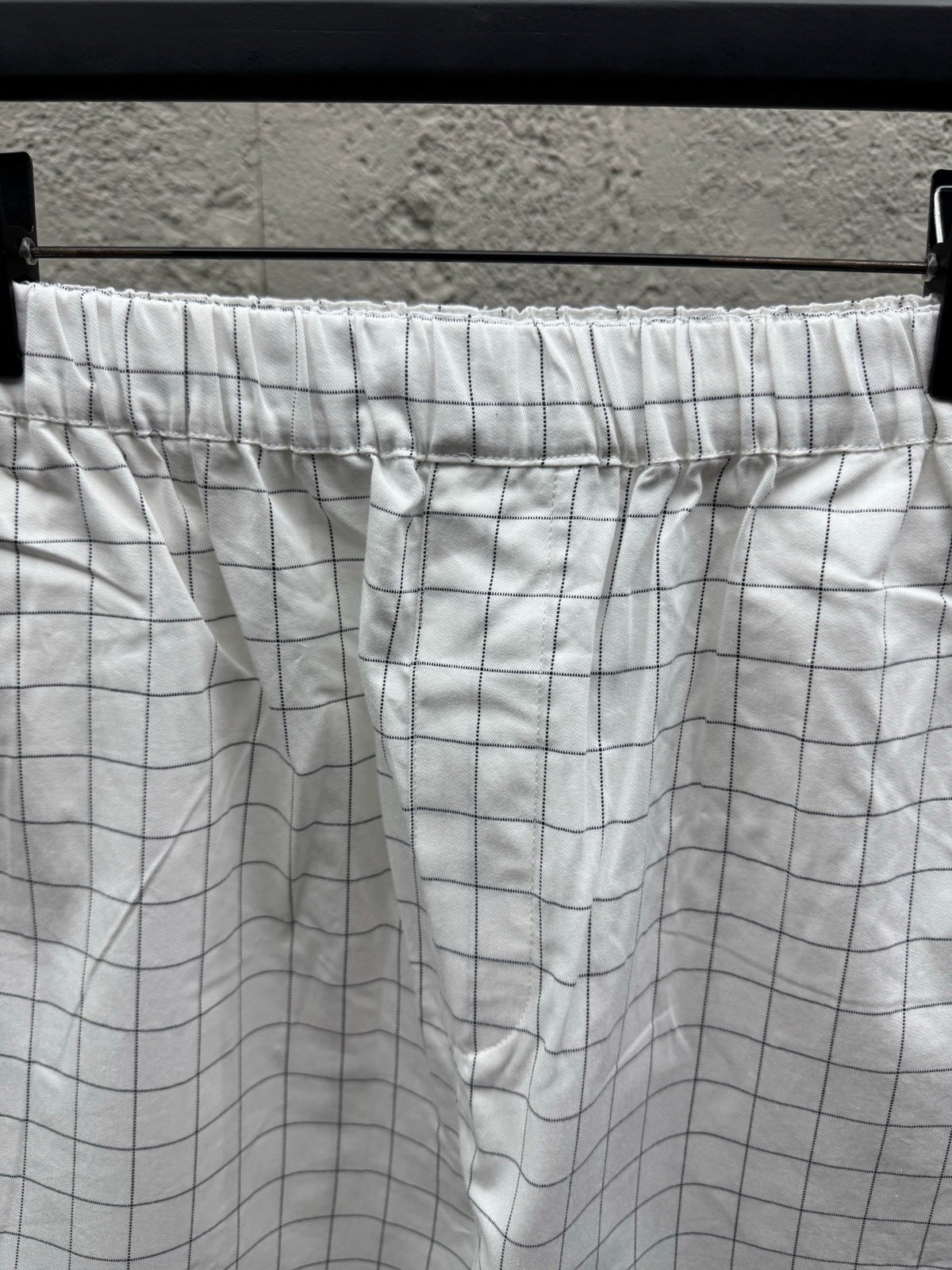 White Cotton Check Drawstring - Men's