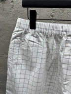 White Cotton Check Drawstring - Men's
