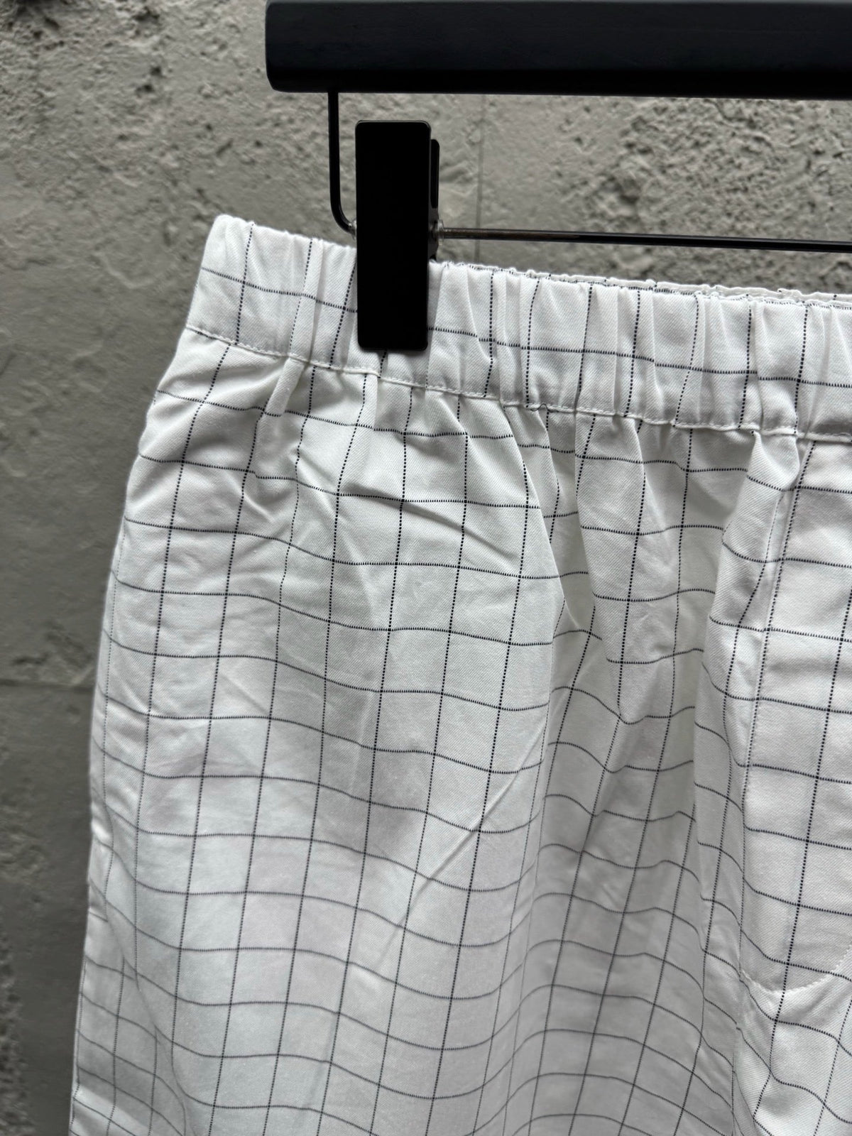White Cotton Check Drawstring - Men's