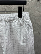 White Cotton Check Drawstring - Men's