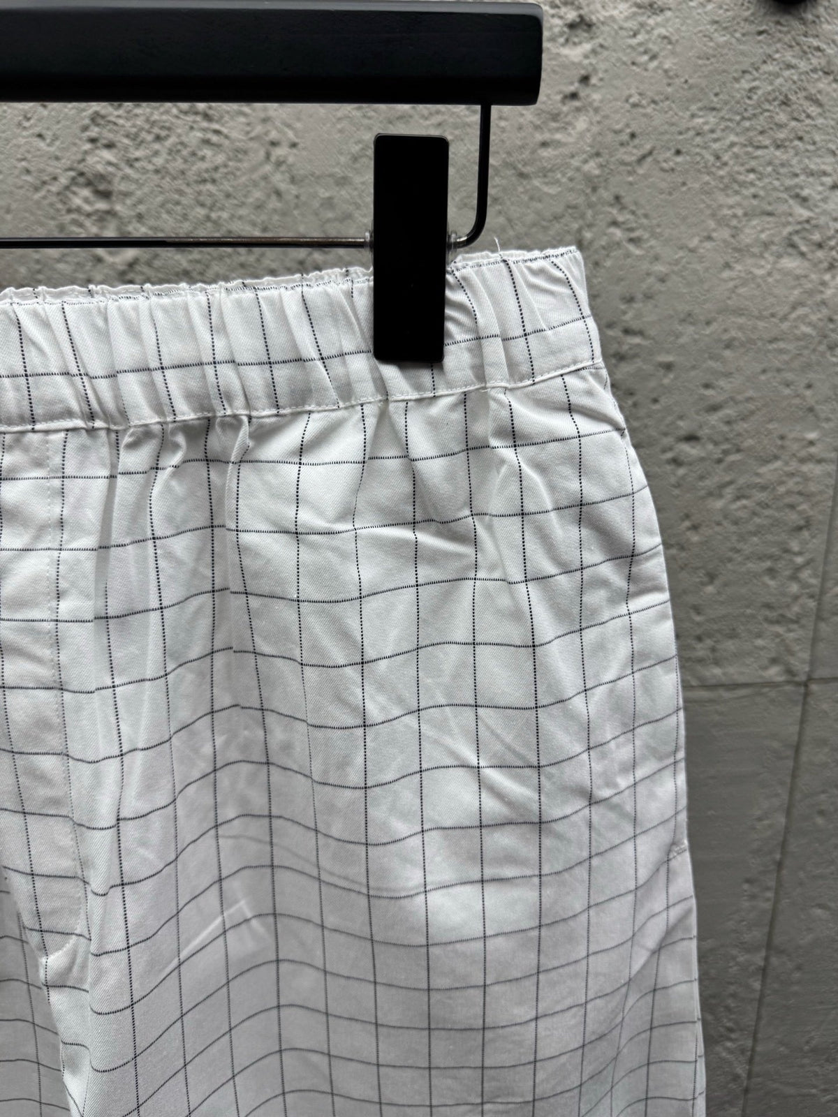 White Cotton Check Drawstring - Men's