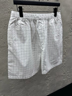 White Cotton Check Drawstring - Men's