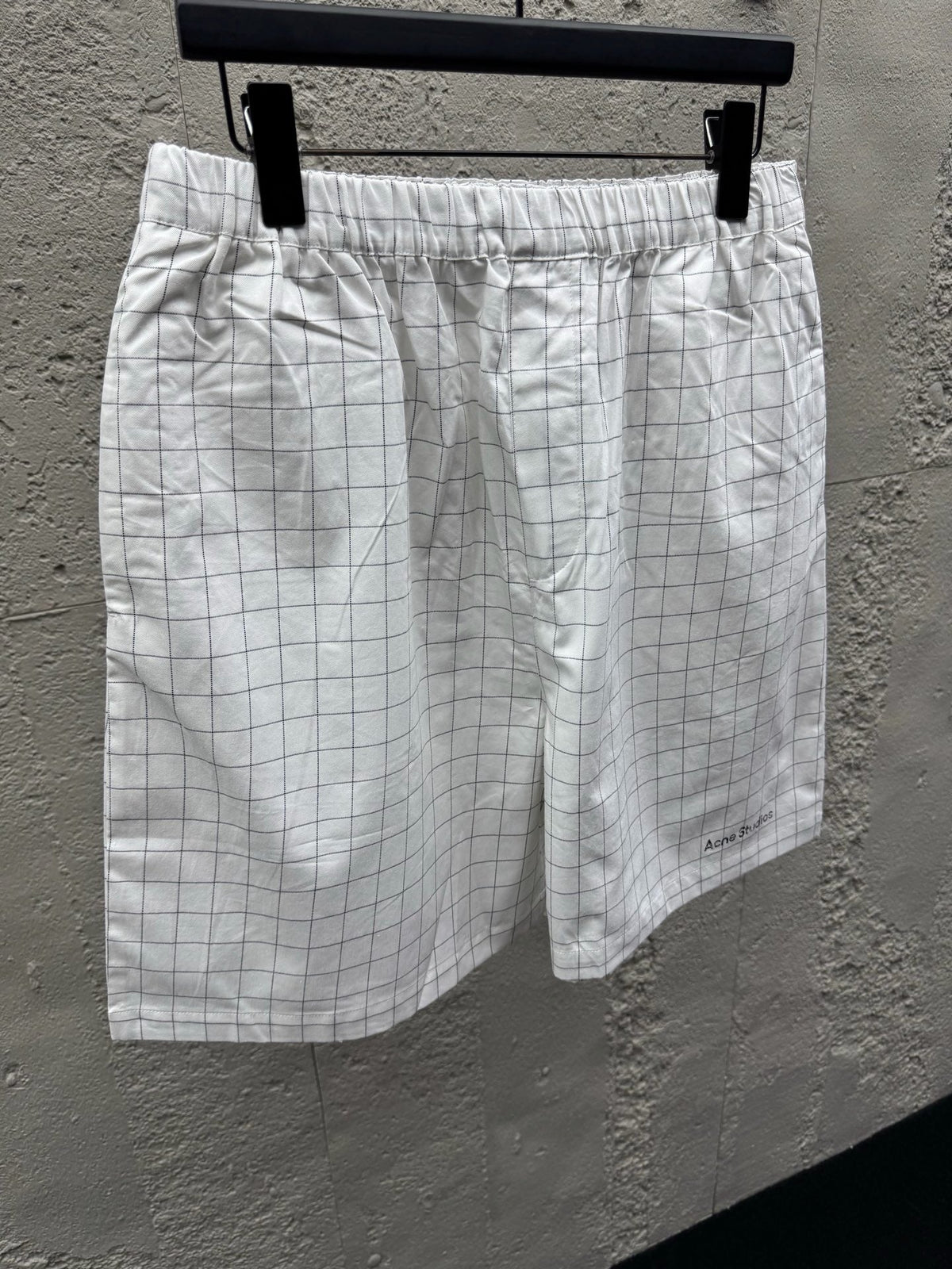 White Cotton Check Drawstring - Men's