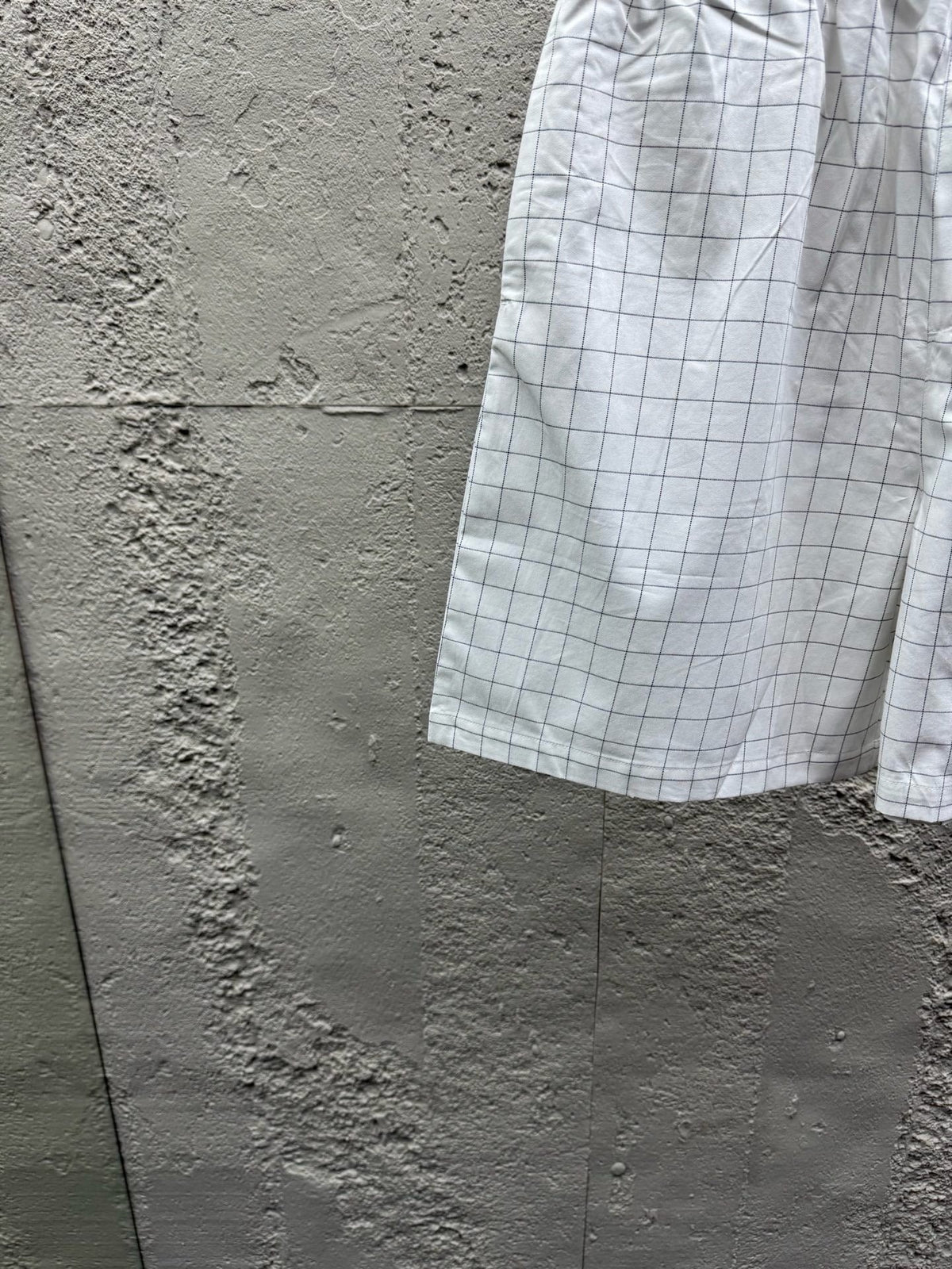 White Cotton Check Drawstring - Men's