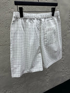 White Cotton Check Drawstring - Men's