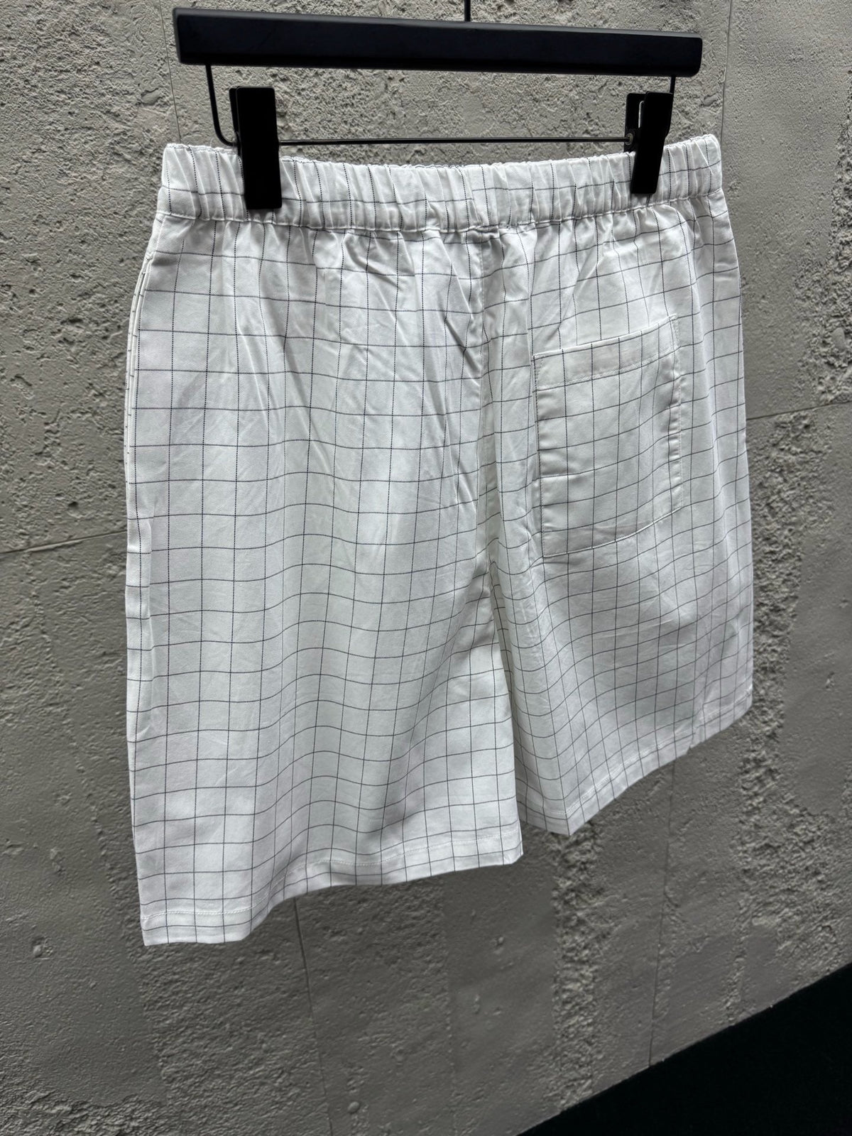 White Cotton Check Drawstring - Men's