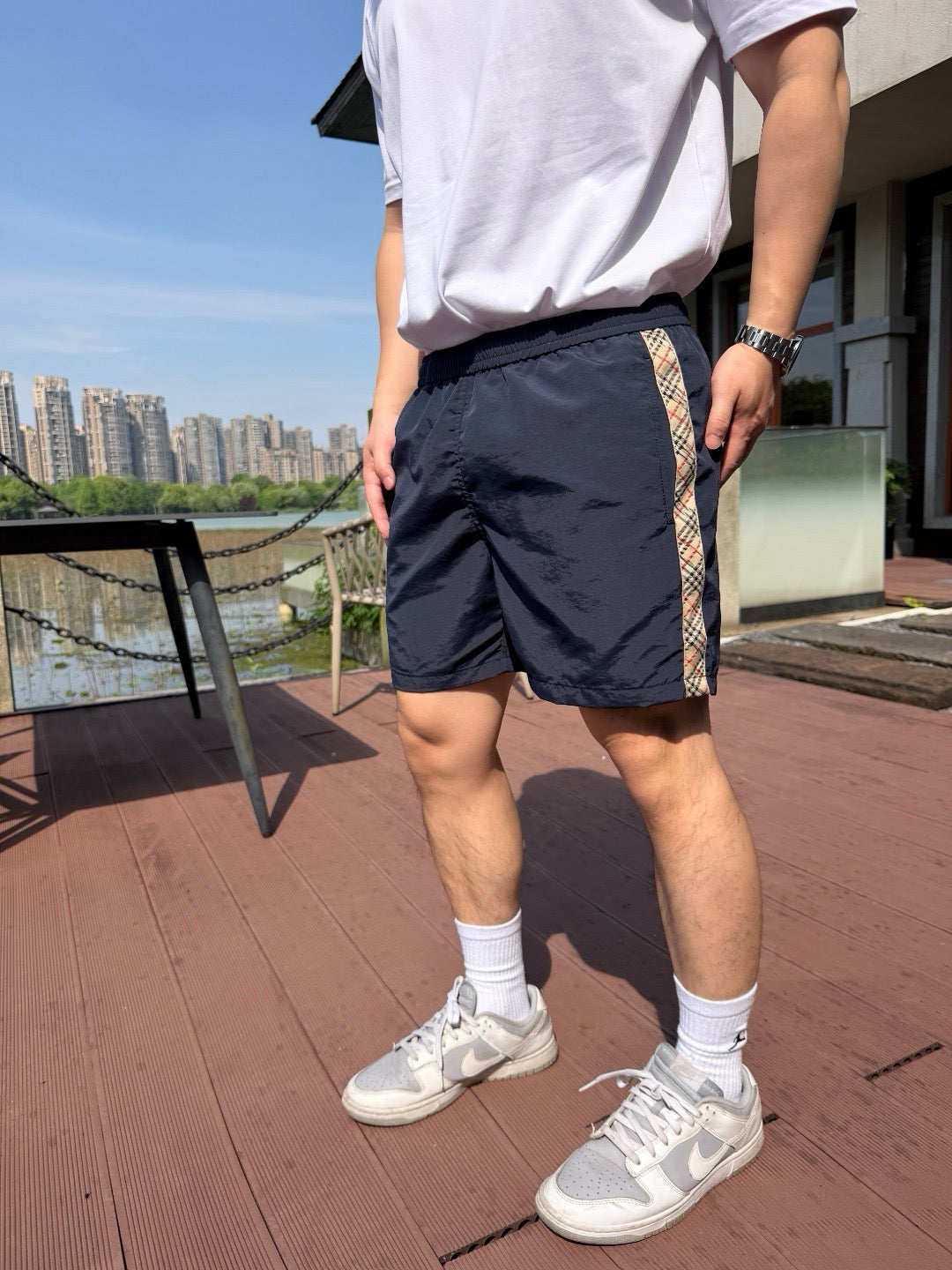 Cream Cotton Embroidered Drawstring - Men's