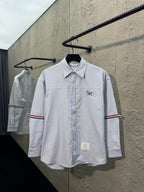 White Cotton Contrast Trim Long-Sleeve - Men's
