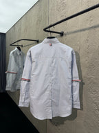 White Cotton Contrast Trim Long-Sleeve - Men's