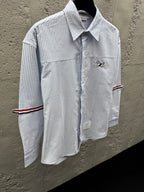 White Cotton Contrast Trim Long-Sleeve - Men's