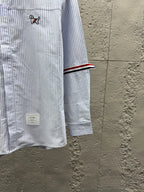 White Cotton Contrast Trim Long-Sleeve - Men's