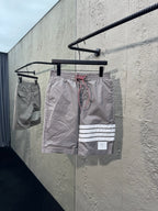 Grey Cotton Bar Stripe Drawstring - Men's