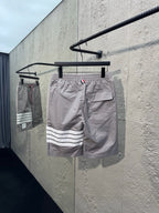 Grey Cotton Bar Stripe Drawstring - Men's