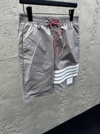 Grey Cotton Bar Stripe Drawstring - Men's