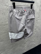 Grey Cotton Bar Stripe Drawstring - Men's
