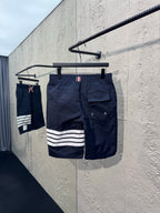 Grey Cotton Bar Stripe Drawstring - Men's