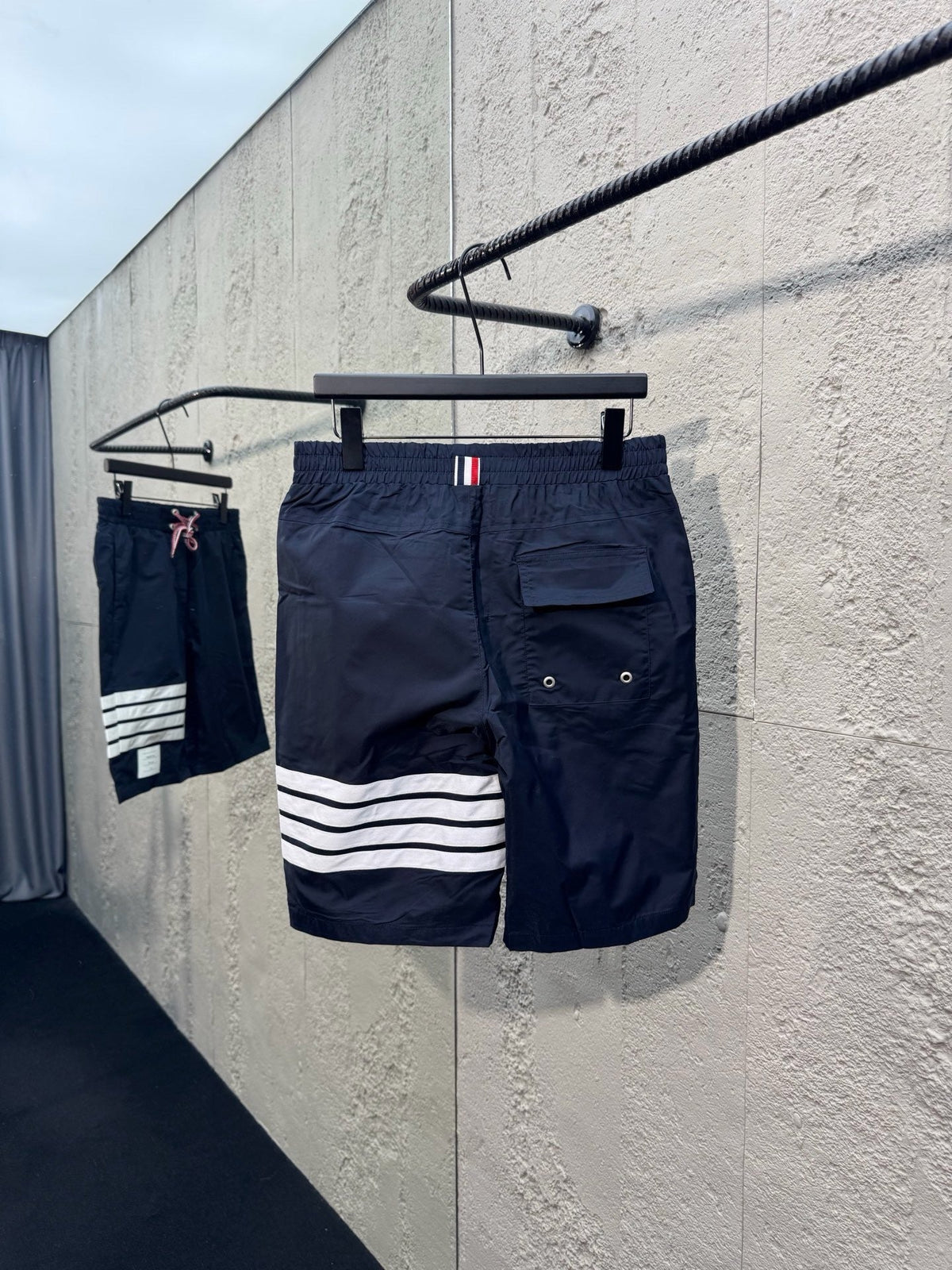 Grey Cotton Bar Stripe Drawstring - Men's