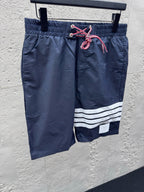 Grey Cotton Bar Stripe Drawstring - Men's
