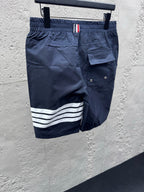 Grey Cotton Bar Stripe Drawstring - Men's