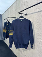Navy Wool Embroidered Cardigan - Men's