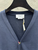 Navy Wool Embroidered Cardigan - Men's