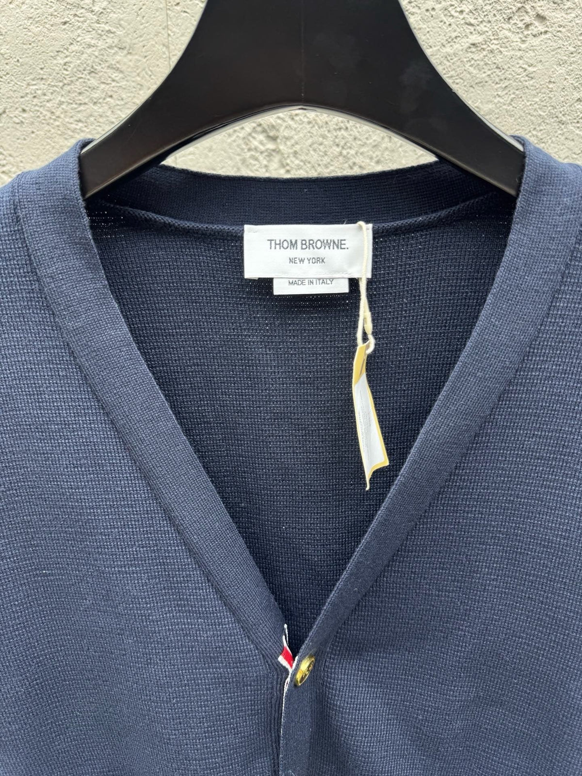 Navy Wool Embroidered Cardigan - Men's
