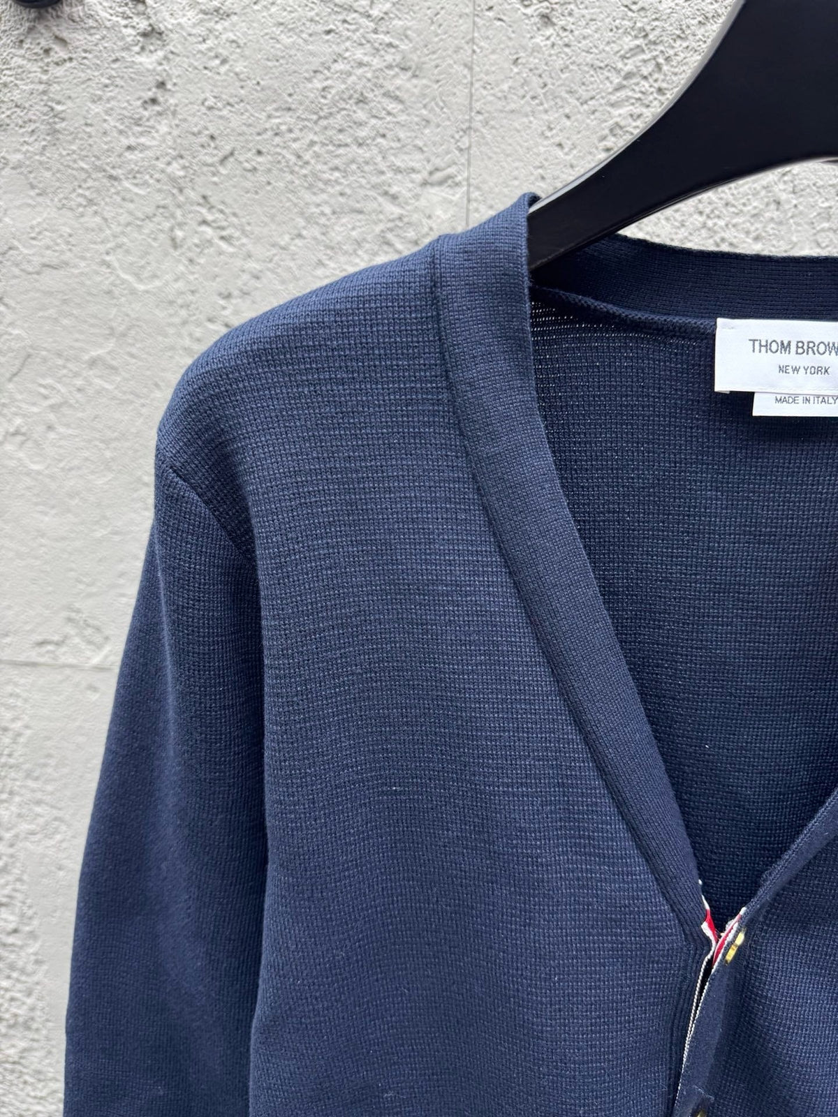 Navy Wool Embroidered Cardigan - Men's
