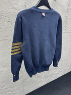 Navy Wool Embroidered Cardigan - Men's