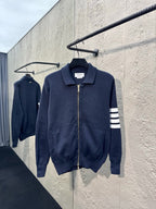 4-Bar Zip Cardigan Navy - Men's